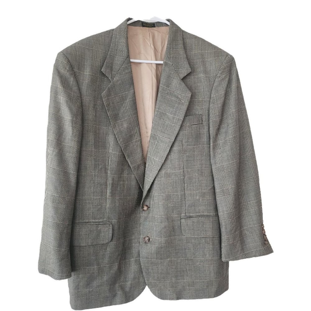 Oscar de LA Renta Tweed 100% Wool Plaid Shoulder Pad Men's Blazer - 43R - NWOT